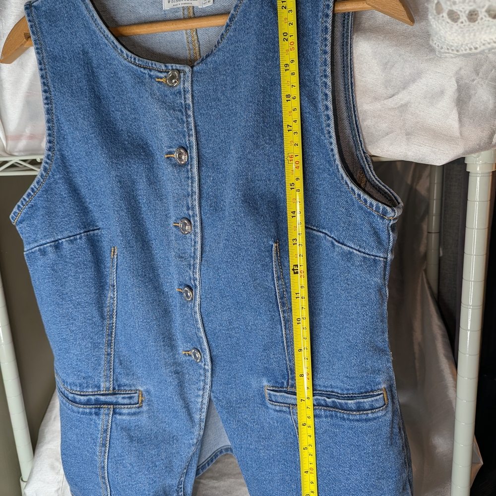 Zara Blue Denim Button-Front Women's Vest A-1025 - Picture 9 of 10